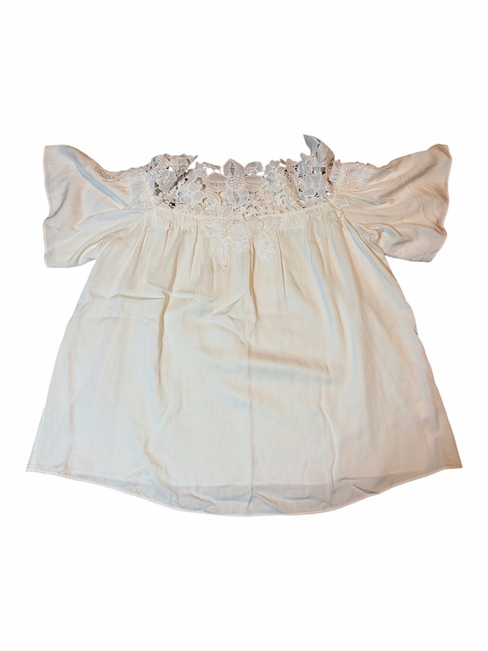 DO+BE Cream Smocked Bodice Off-Shoulder Top